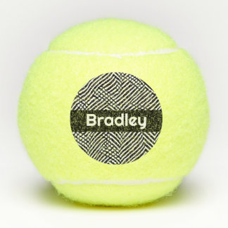 Personalised Black and White Abstract Pattern Tennis Balls