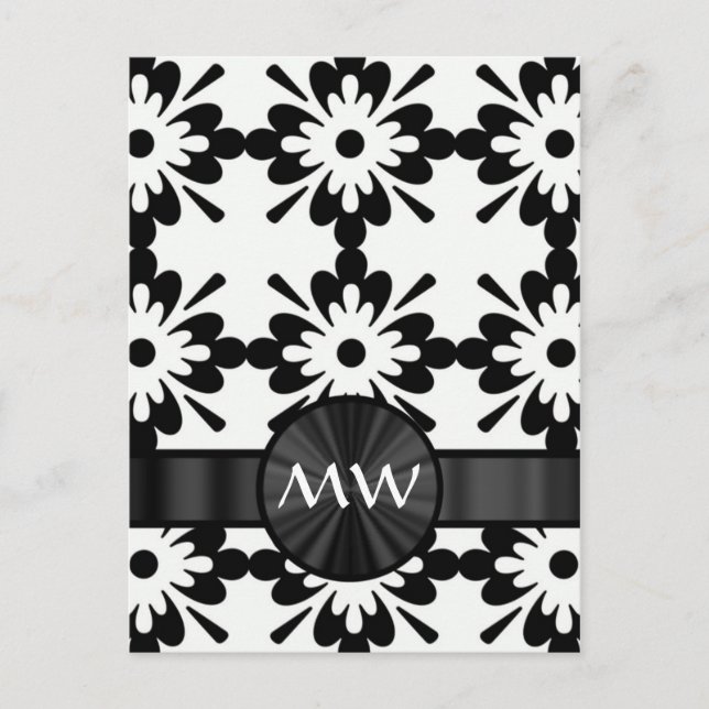 Personalised black and white abstract postcard (Front)