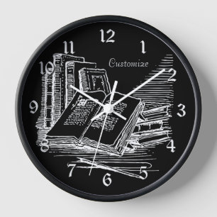 Personalised  Black And White Academia  Clock