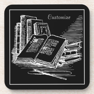 Personalised  Black And White Academia  Coaster