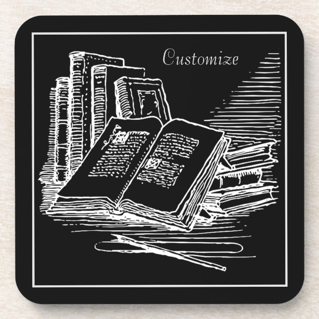 Personalised  Black And White Academia  Coaster (Front)