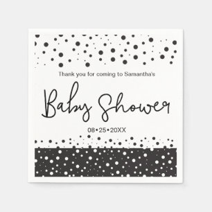 "Personalised" Black and white, Baby Shower Napkin
