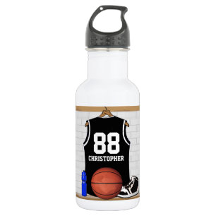 Personalised Black and White Basketball Jersey 532 Ml Water Bottle