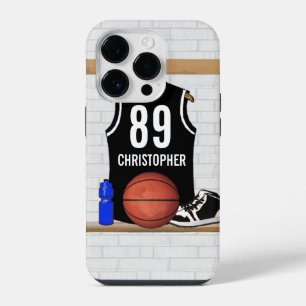 Personalised Black and White Basketball Jersey iPhone Case