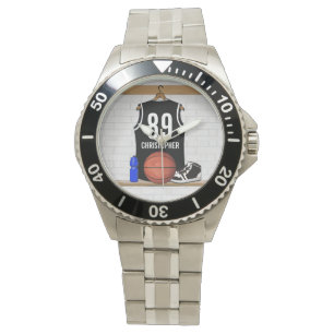 Personalised Black and White Basketball Jersey Watch