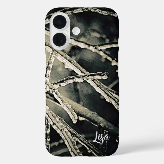 Personalised Black and White Branches iPhone Case (Back)