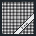 Personalised Black and White Buffalo Plaid Dog Cat Bandana<br><div class="desc">Personalised Black and White Buffalo Plaid Pet bandanna. Add your pet's name.</div>