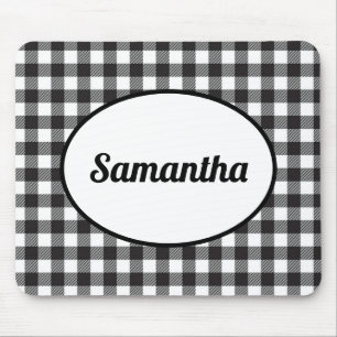 Personalised Black and White Buffalo Plaid Mouse Pad
