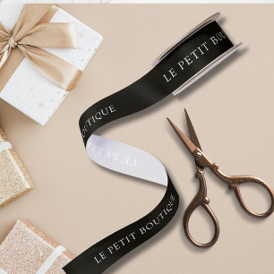 Personalised Black and White Business Name Satin Ribbon