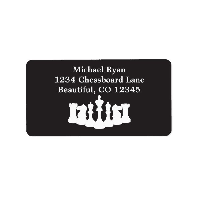 Personalised Black and White Chess Pieces Classic Label (Front)