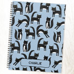 Personalised Black and White Cute Tuxedo Cat Planner<br><div class="desc">Lots of lovely little black and white Tuxedo cats on a blue background.  Purrfect for animal lovers. Original art by Nic Squirrell. Change the name to personalise.</div>