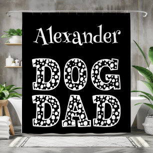 Personalised Black and White Dog Dad  Shower Curtain