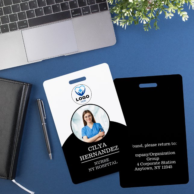 Personalised Black and White Employee Photo ID ID Badge (Personalized Black and White Employee Photo ID Badge)