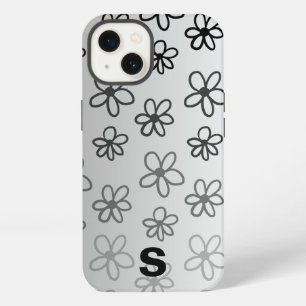 personalised black and white floral phone case
