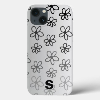 personalised black and white floral phone case