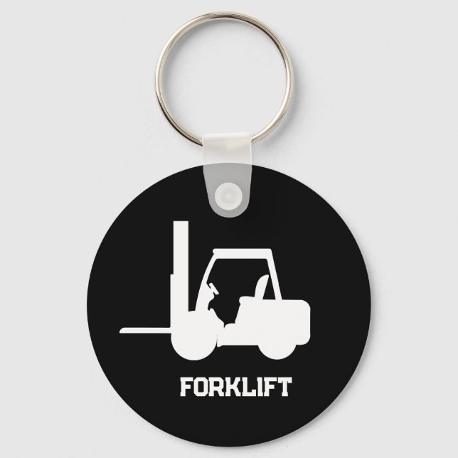 Personalised Black and white Forklift Key Ring (Front)