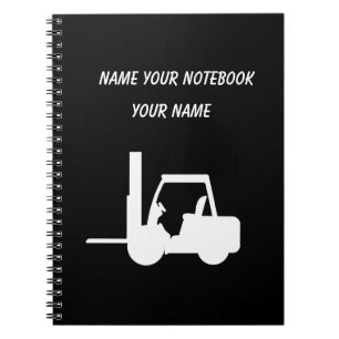 Personalised Black and white Forklift Notebook