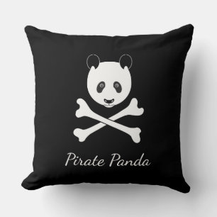 Personalised Black and White Funny Pirate Panda Cushion