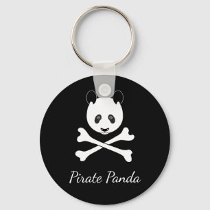 Personalised Black and White Funny Pirate Panda Key Ring