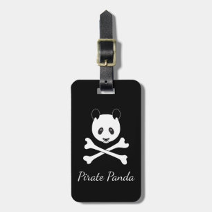 Personalised Black and White Funny Pirate Panda Luggage Tag