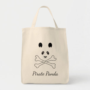 Personalised Black and White Funny Pirate Panda Tote Bag