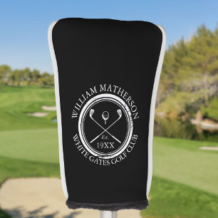 Personalised Black And White Golf Club Name Custom Head Cover