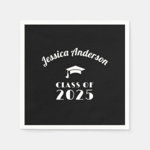 Personalised Black and White Graduation  Napkin