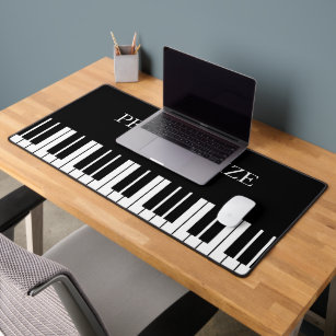 Personalised black and white grand piano keys desk mat