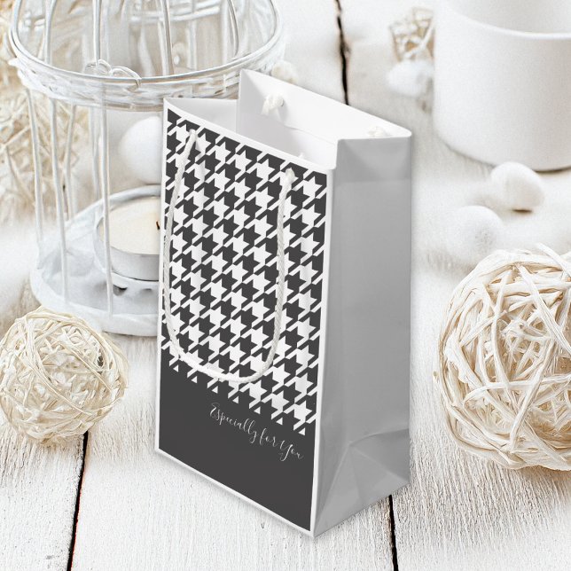 Personalised Black and White Houndstooth Small Gift Bag (Creator Uploaded)