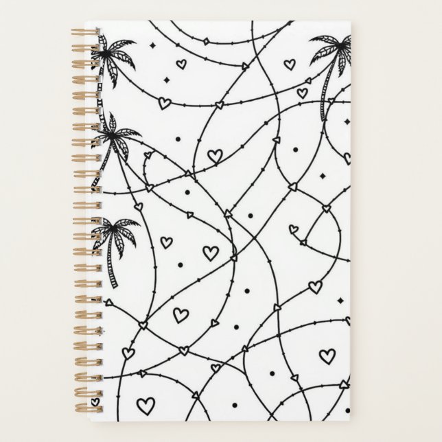 Personalised Black and White Line Drawing Print Planner (Front)