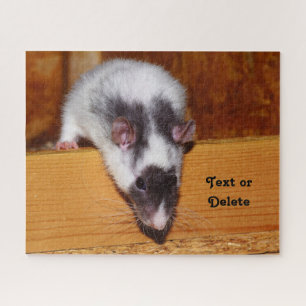 Personalised Black and White Masked Pet Rat Jigsaw Puzzle