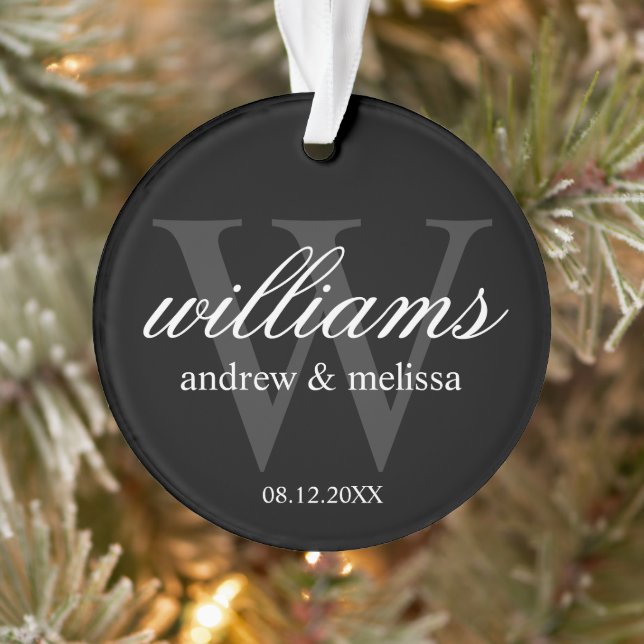 Personalised Black and White Monogram Ornament (Tree)
