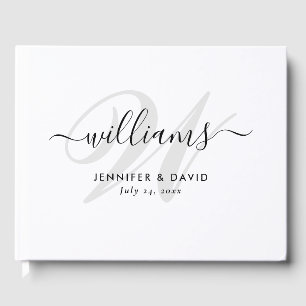 Personalised Black and White Monogram Wedding Guest Book
