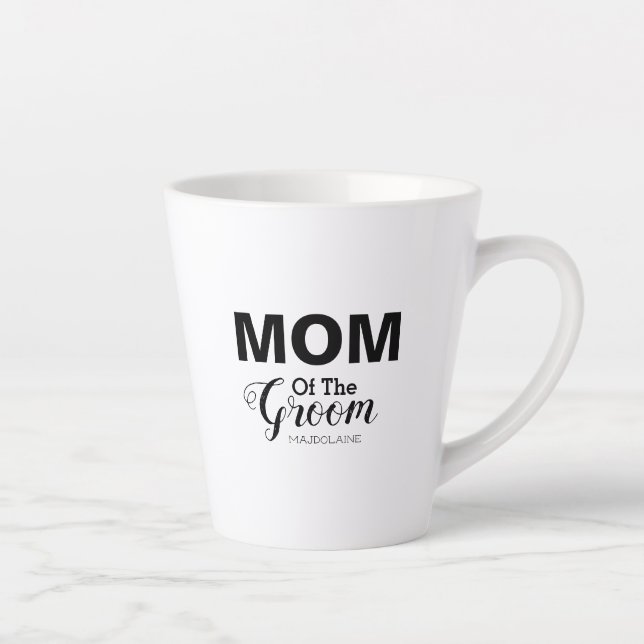 Personalised black and white mother of the groom  latte mug (Right)