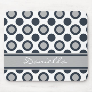 Personalised Black And White Mousepad::Polka Dots Mouse Pad