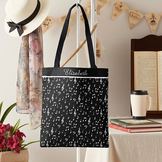Personalised Black and white musical Tote Bag (Creator Uploaded)