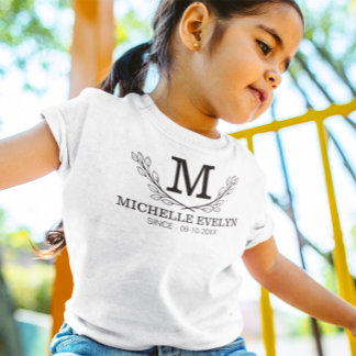 Personalised Black And White Name Monogram Age T-Shirt