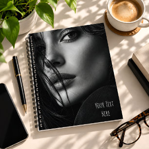 Personalised Black and White Photo Custom Text Notebook