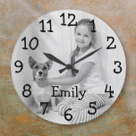 Personalised Black and White Photo Name Large Clock<br><div class="desc">Perfect for nurseries,  bedrooms or any room in your home. A fun design that you can personalise with a loved one's name and photo to create a unique gift. Designed by Thisisnotme©</div>