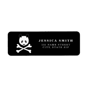 Personalised Black and White Pirate panda Return Address Label