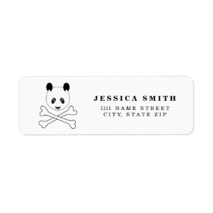 Personalised Black and White Pirate panda Return Address Label