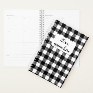 Personalised Black and White Plaid Planner