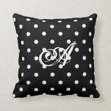 Personalised Black And White Polka Dot Cushion