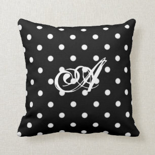 Personalised Black And White Polka Dot Cushion