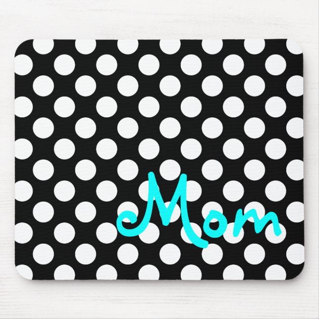 Personalised Black and White Polka Dot Mouse Pad (Front)