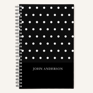 Personalised Black and White Polka Dots  Notebook