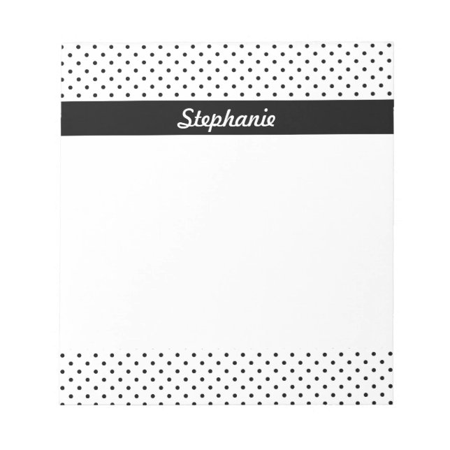 Personalised Black and White Polka Dots Notepad (Front)