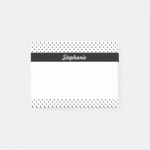 Personalised Black and White Polka Dots Post-it Notes