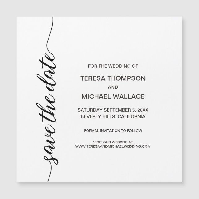 Personalised Black and White "Save the Date"  (Front)