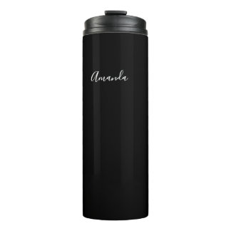 Personalised Black and white script chic Thermal Tumbler